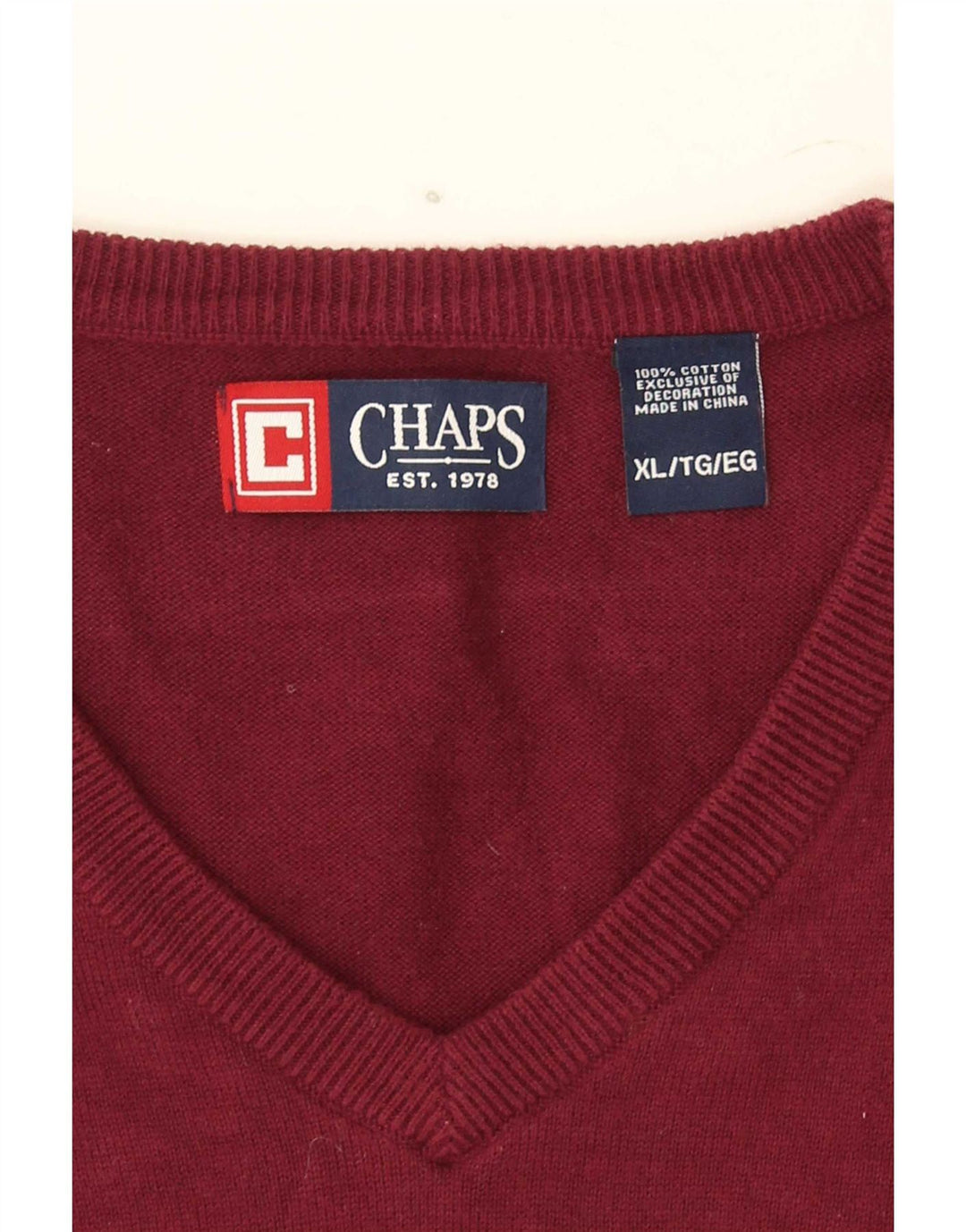 Regata masculina Chaps com colete XL algodão Borgonha