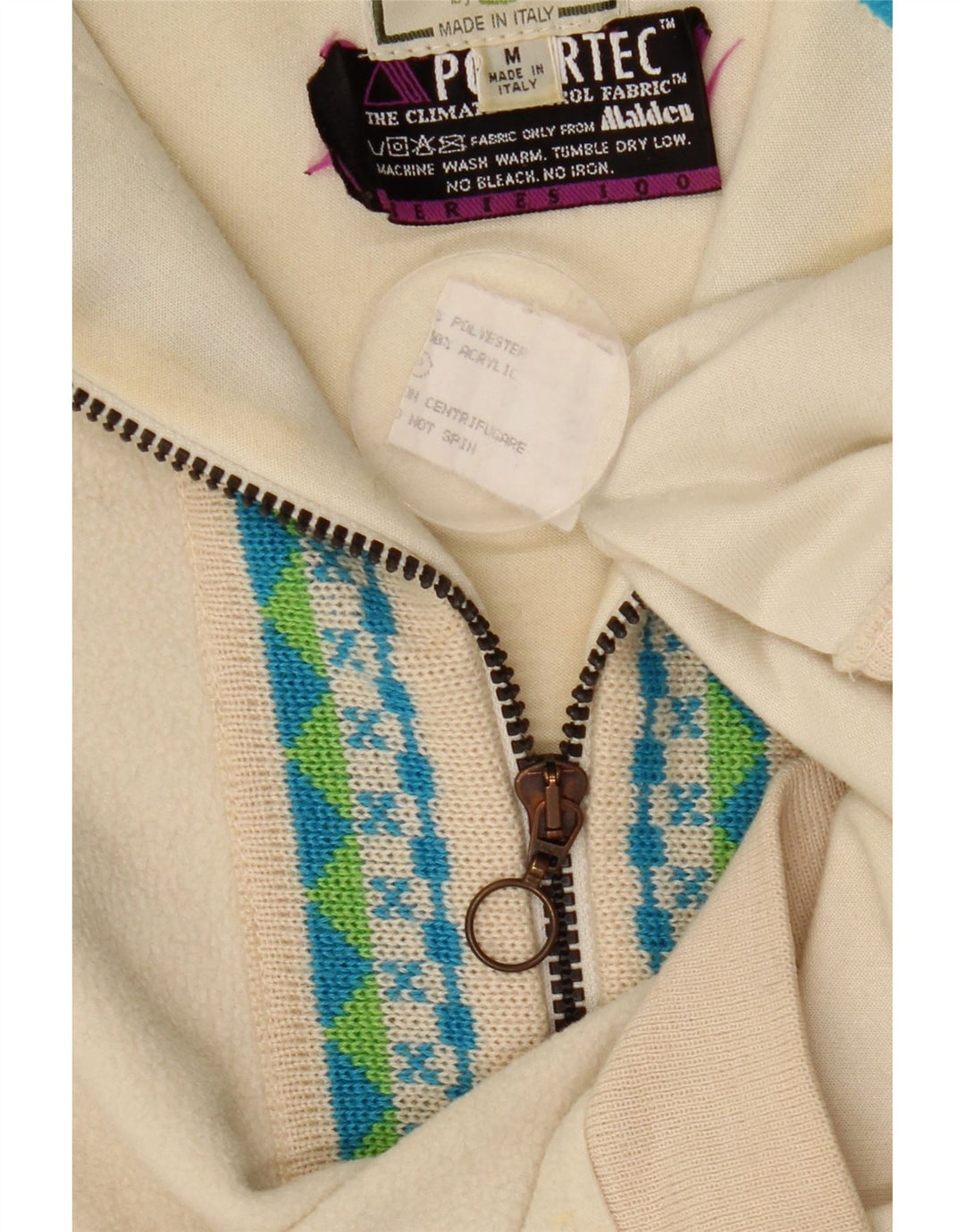 Silvy Mens Polartec Zip Neck Fleece Jumper Médio Bege Poliéster Fair Isle