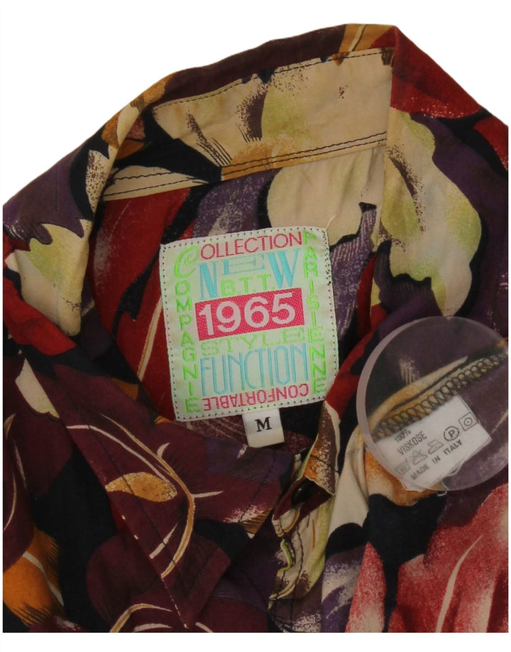 Camisa masculina havaiana vintage de manga curta média floral multicolorida