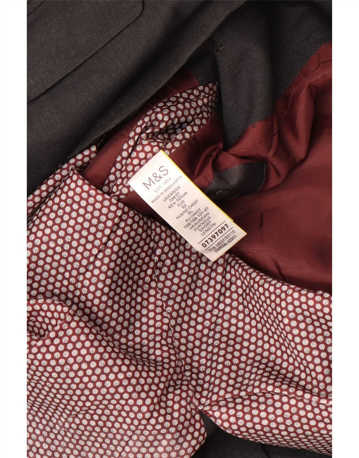 Jaqueta blazer masculina de 2 botões Marks & Spencer Reino Unido 42 poliéster cinza grande