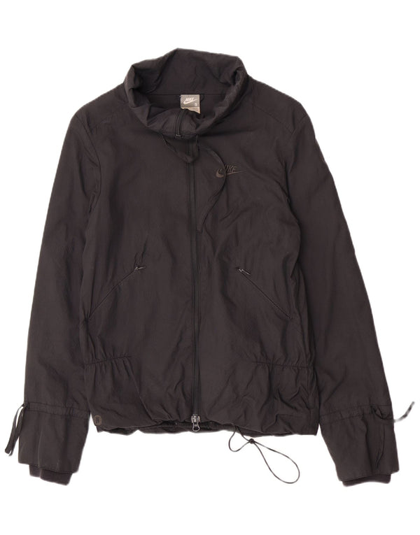 Jaqueta corta-vento feminina Nike UK 8/10 pequena preta de nylon