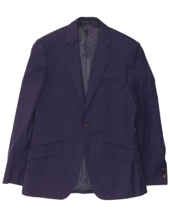 Jaqueta Blazer Masculina Reiss com 1 Botão Reino Unido 38 Lã Azul Marinho Médio