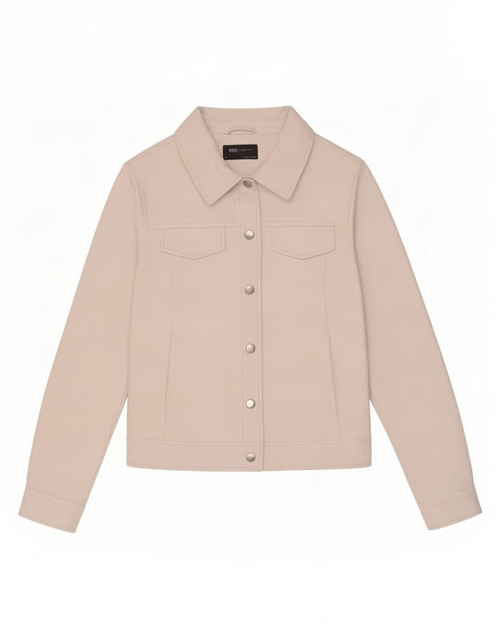 Jaqueta feminina de couro sintético Marks & Spencer UK 8 pequena off white