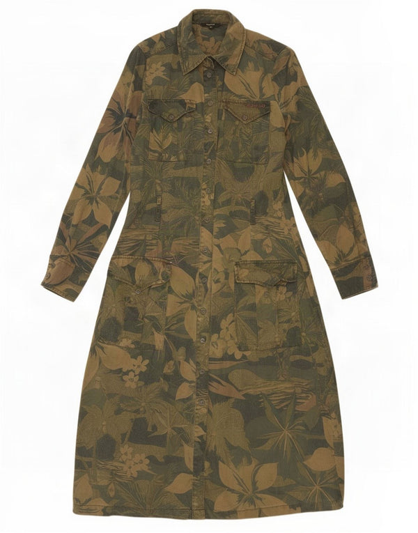 Vestido camisa feminino Desigual EU 36 pequeno cáqui floral