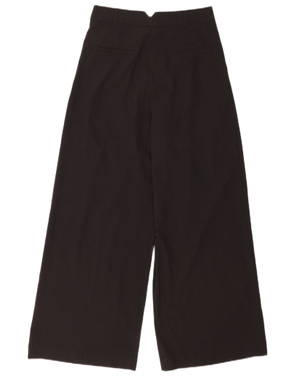 Zara Calça feminina casual cintura alta perna larga pequena W26 L31 preta