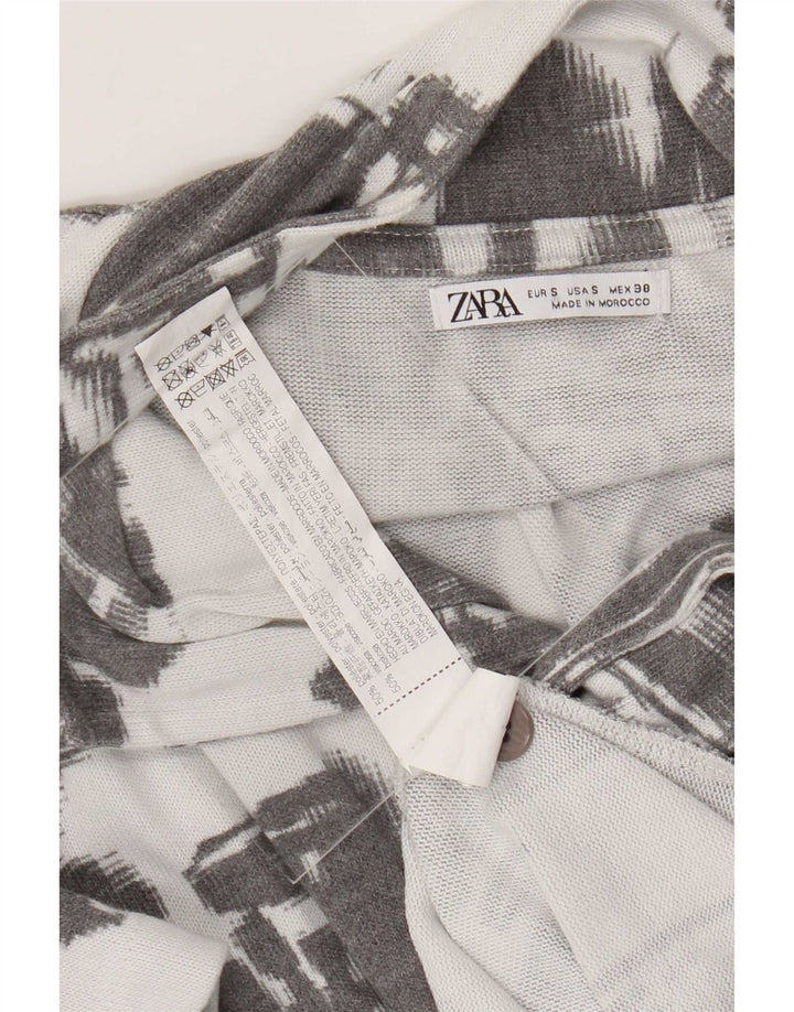 Camisa masculina Zara Abstract Pattern manga curta pequena cinza poliéster