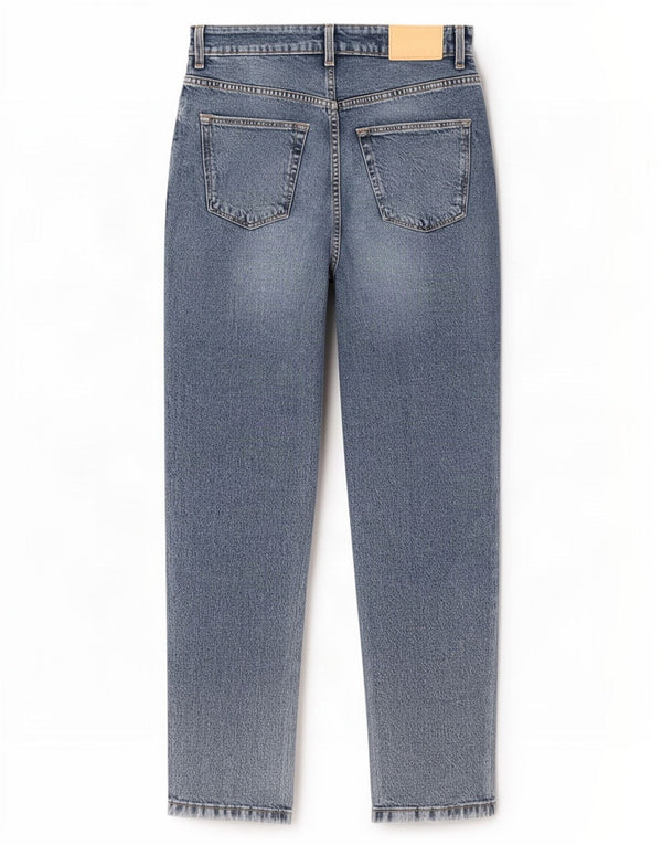 Zara Jeans feminino cintura alta cônico UE 38 pequeno W28 L27 algodão azul