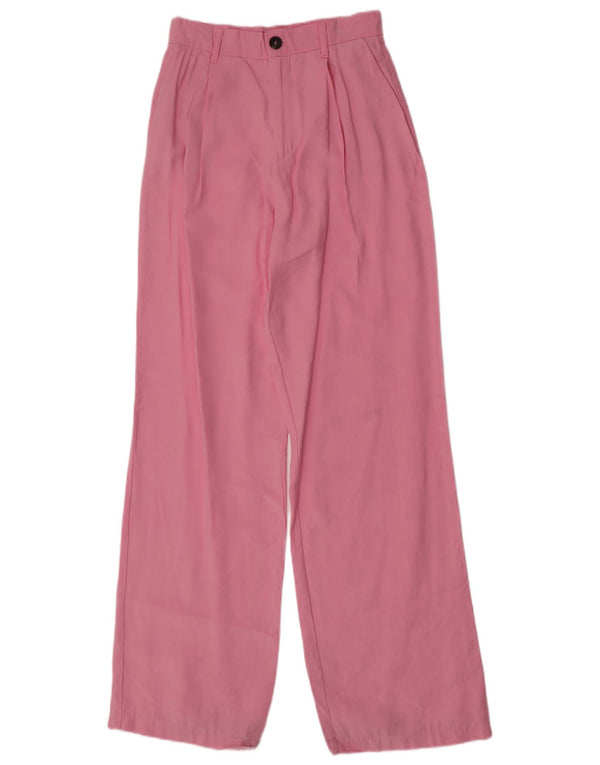 Zara Calça Chino Feminina Cintura Alta Perna Larga XS W24 L34 Rosa Modal