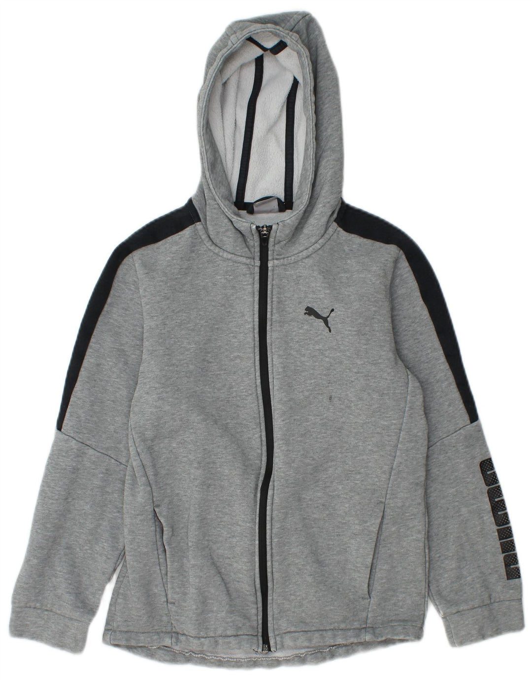 Suéter PUMA Boys Graphic Zip com capuz 11-12 anos algodão cinza