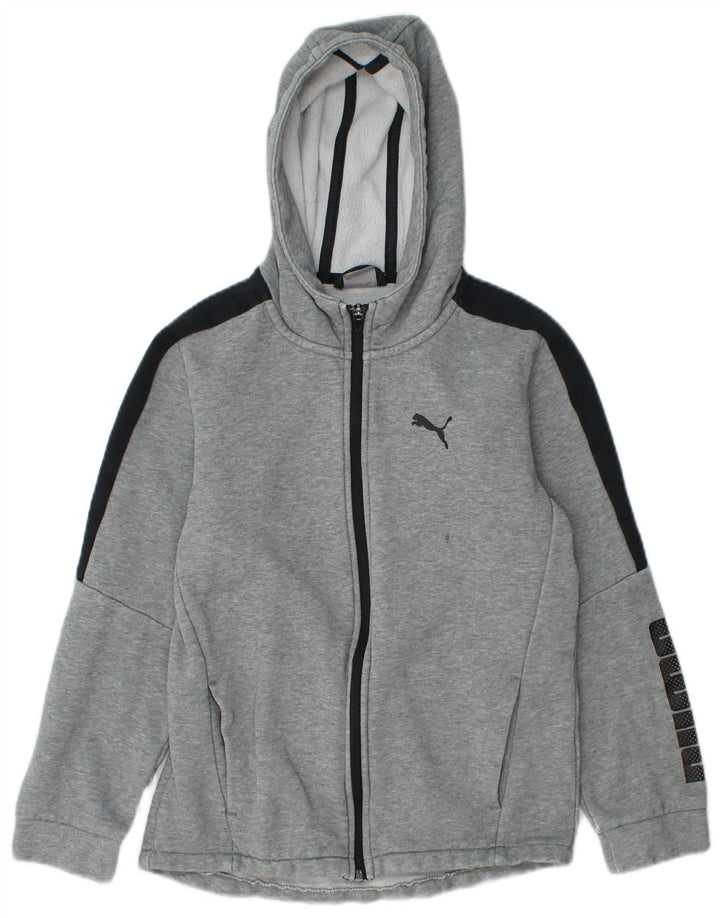Suéter PUMA Boys Graphic Zip com capuz 11-12 anos algodão cinza