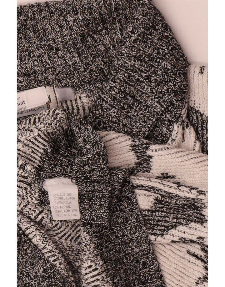 Suéter masculino vintage abstrato com gola xale XL cinza