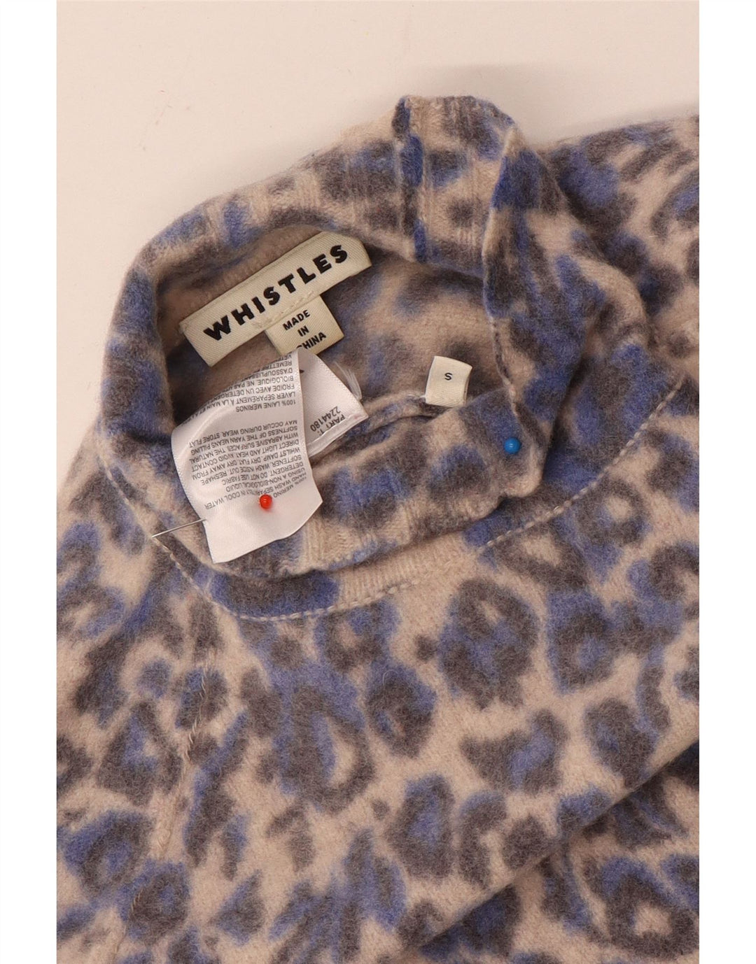 Suéter feminino Whistles com gola tartaruga UK 10 pequeno multicolorido