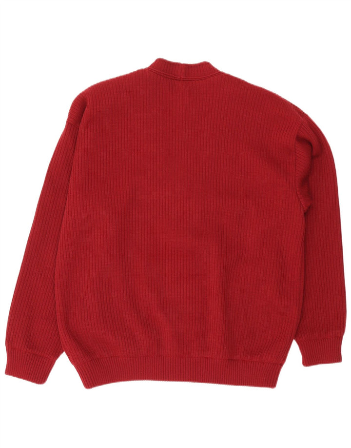 Suéter cardigã masculino Almira IT 52 grande lã merino vermelha