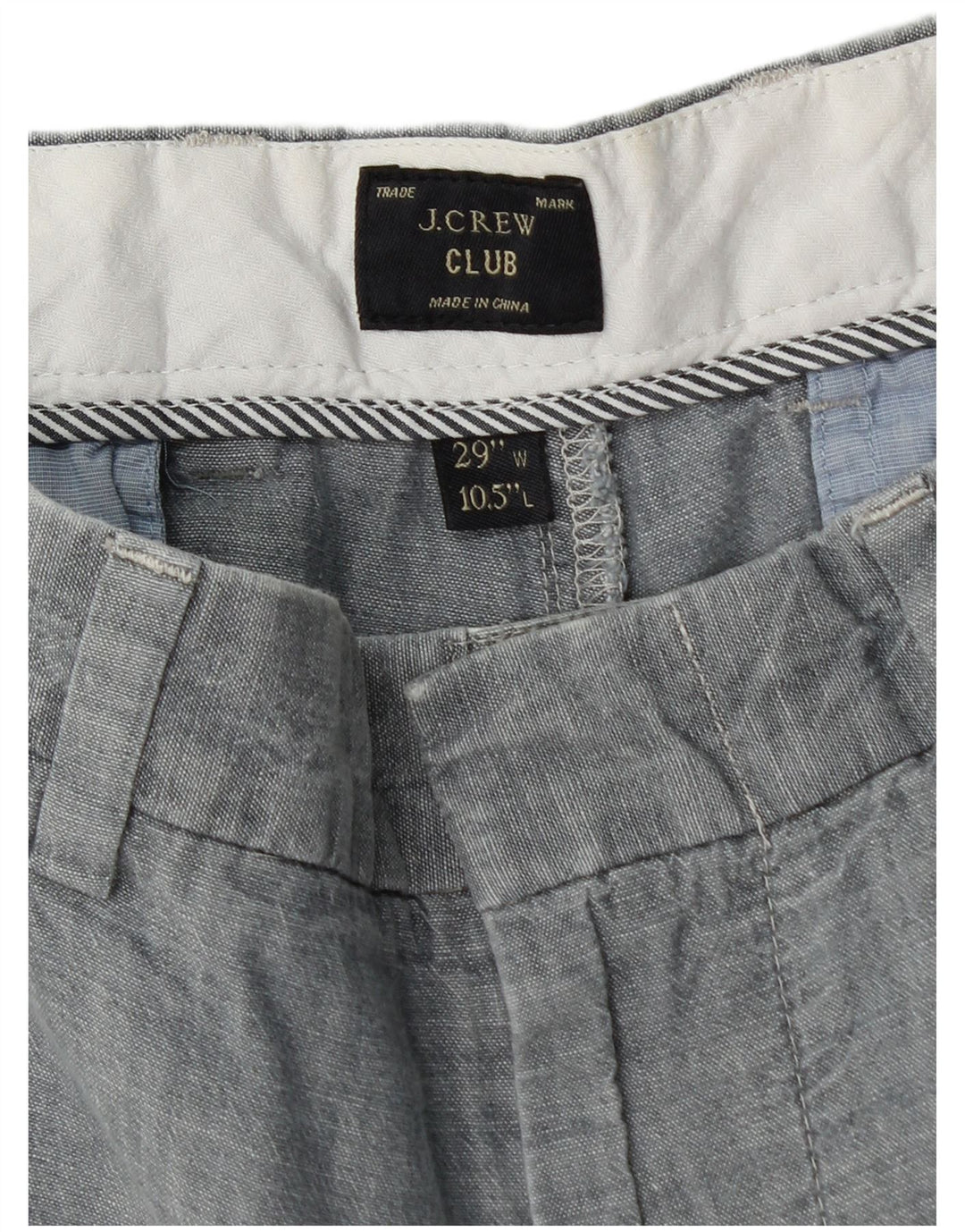 J. CREW Mens Club Chino Shorts W29 Algodão Cinza Médio