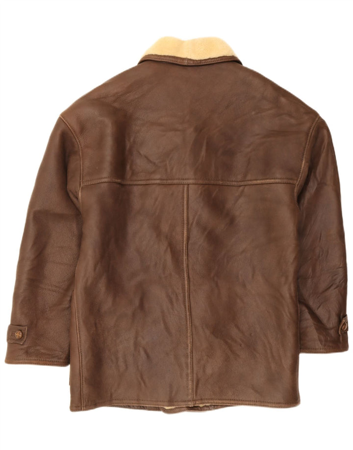 Jaqueta masculina Mabrun Shearling IT 54 2XL couro marrom