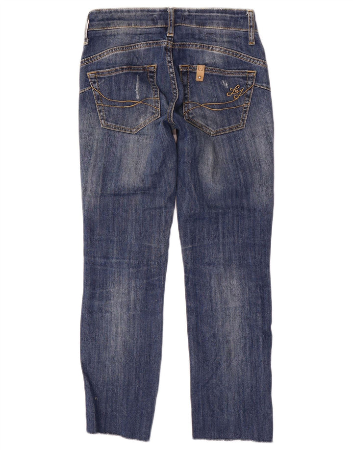 Liu Jo Jeans feminino cortado desgastado W24 L24 azul