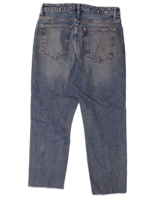 Topshop jeans feminino cortado de cintura alta Reino Unido 12 médio W30 L24 algodão azul