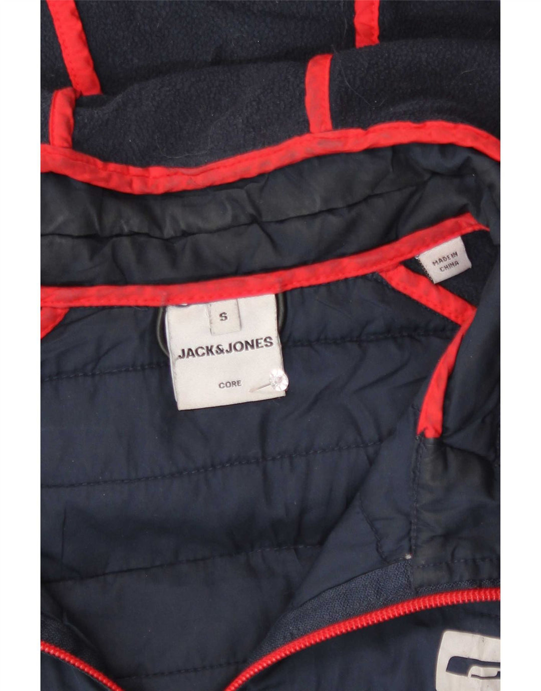Jaqueta masculina Jack & Jones acolchoada com capuz e jaqueta pequena azul marinho