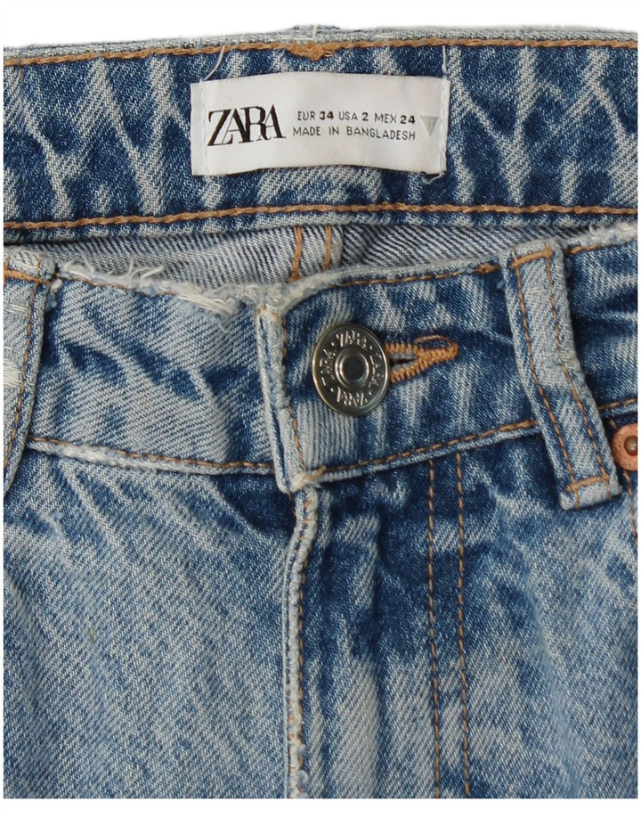 ZARA Jeans Cônicos Femininos EU 34 2XS W24 L26 Azul Algodão