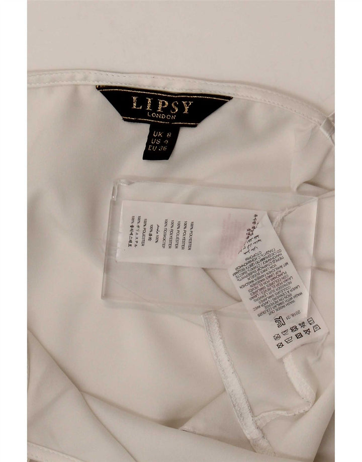 Lipsy Womens Cami Top UK 8 Pequeno Poliéster Branco