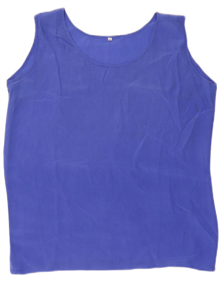Colete transparente feminino vintage UK 8 seda azul pequena
