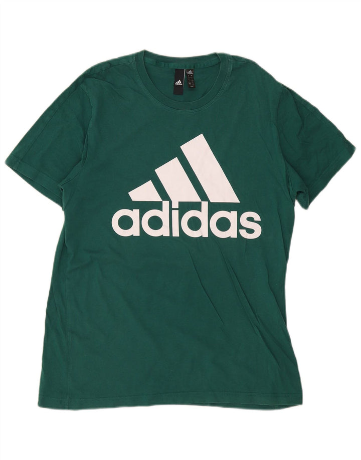 ADIDAS Mens Graphic T-Shirt Top Grande Algodão Verde