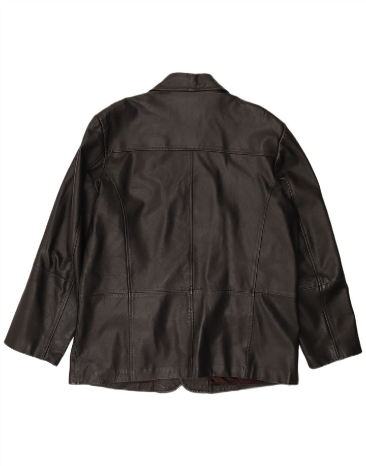 Jaqueta blazer masculina de couro com 4 botões CAPELLE UK 44 2XL couro preto