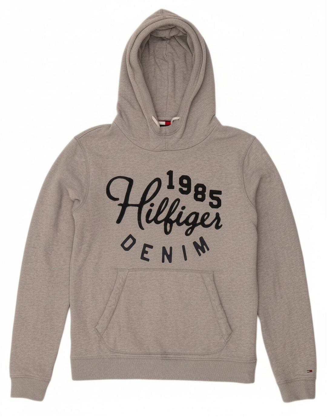 Suéter com capuz gráfico masculino TOMMY HILFIGER pequeno algodão cinza