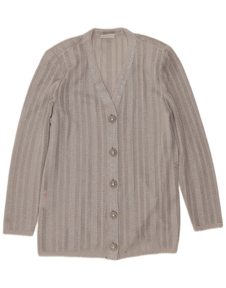 LIOLA Womens Cardigan Sweater UK 12 Medium Grey Flecked Viscose