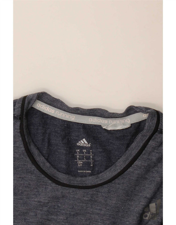 Adidas Mens Running T-Shirt Top Pequeno Listrado Azul Marinho