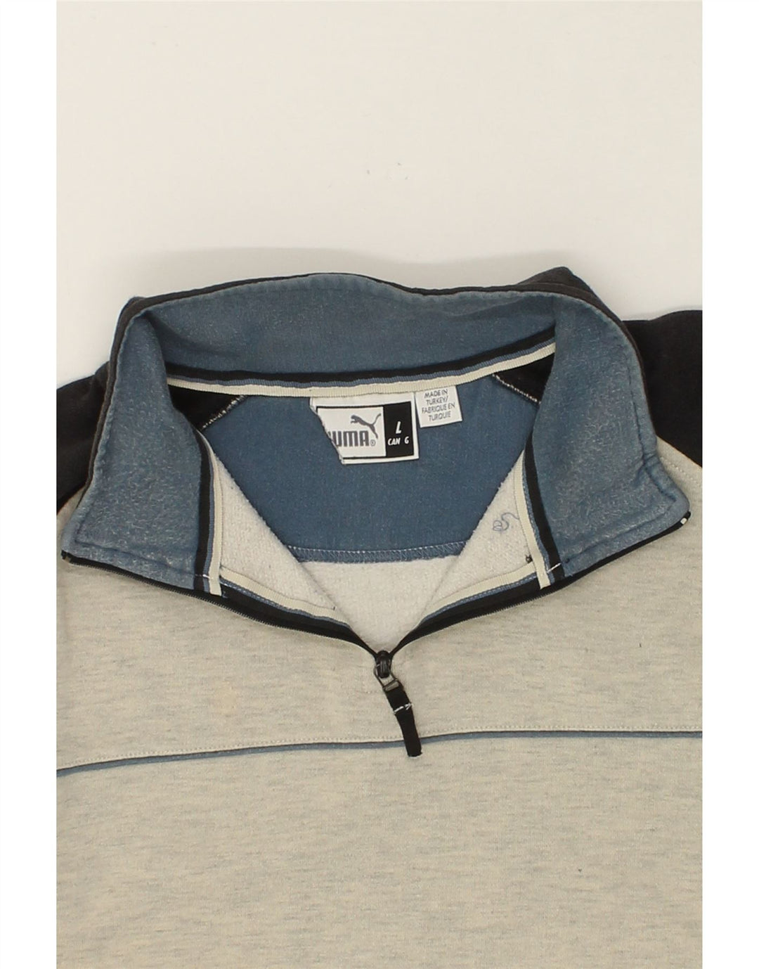 Moletom masculino PUMA com zíper e gola alta de algodão manchado bege grande