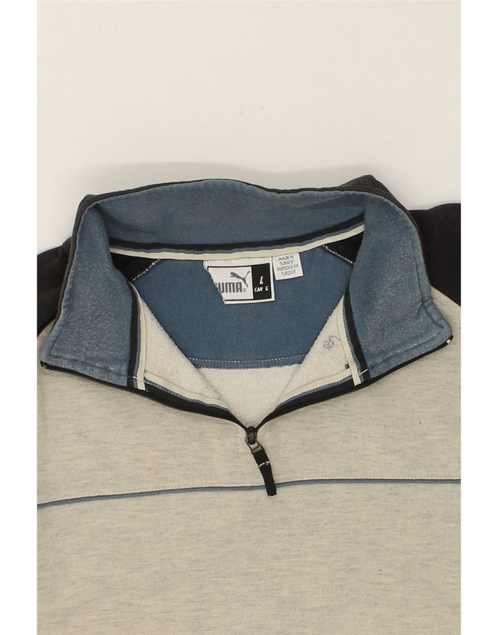 Moletom masculino PUMA com zíper e gola alta de algodão manchado bege grande