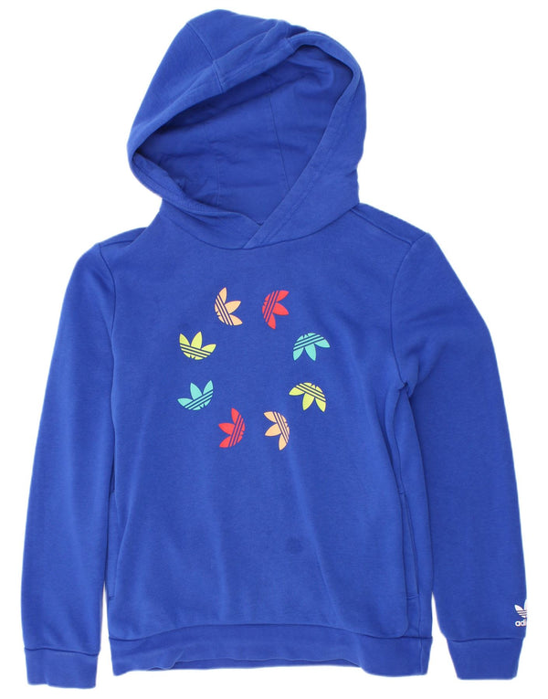 Suéter com capuz gráfico Adidas Boys 9-10 anos algodão azul