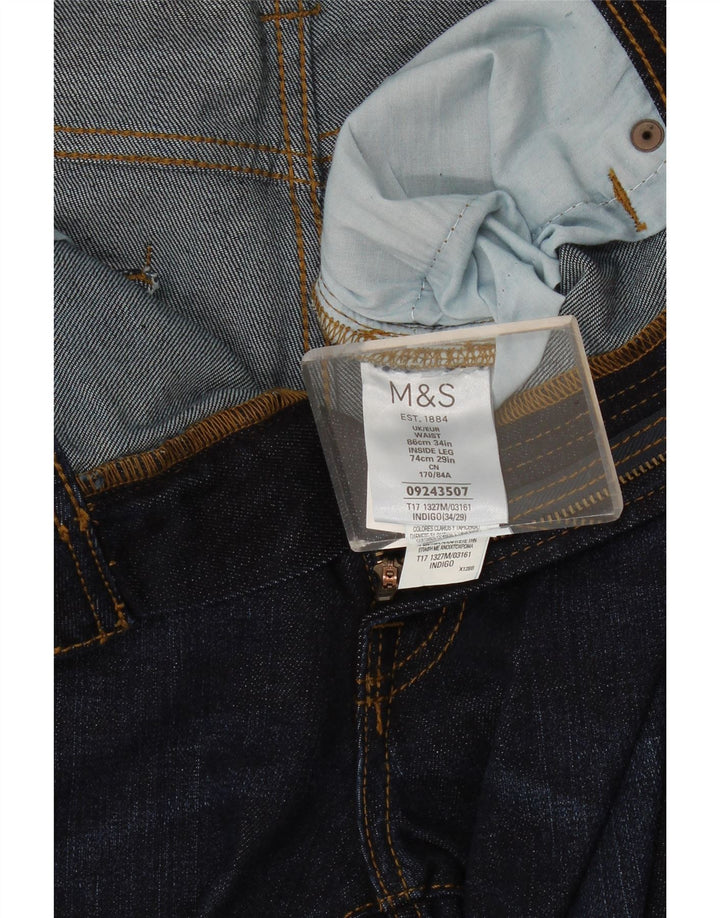 Marks & Spencer Mens Slim Jeans W34 L29 Azul Marinho Algodão