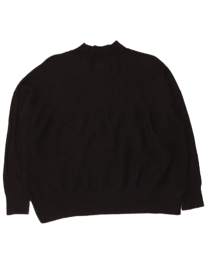 Superdry Suéter feminino superdimensionado com gola de tartaruga Reino Unido 10 pequeno preto