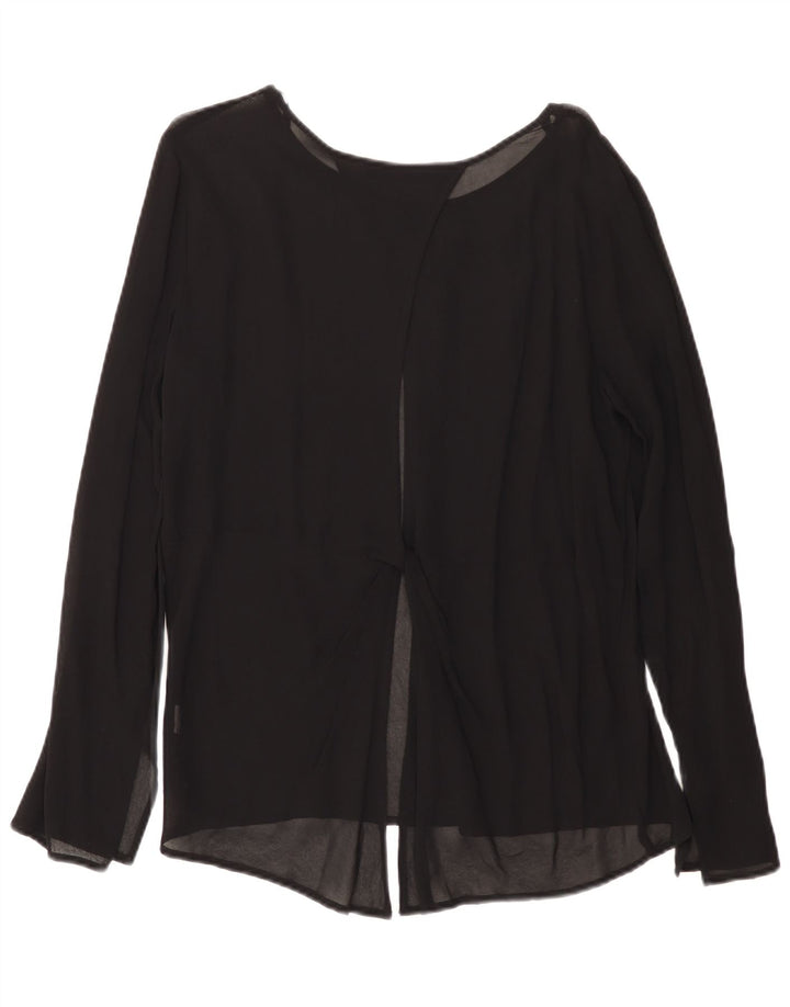 Blusa feminina de manga comprida Zara Top UK 14 grande preto