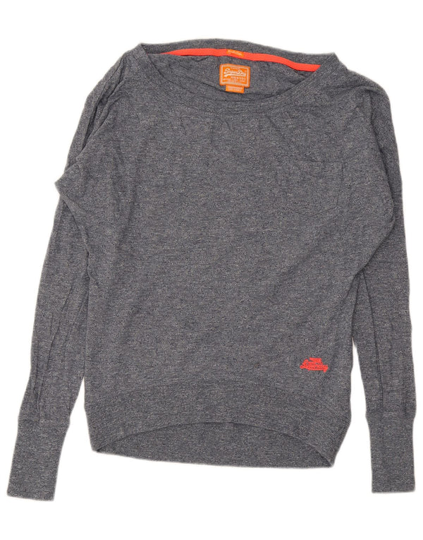 Suéter superdimensionado feminino Superdry UK 6 XS algodão manchado cinza