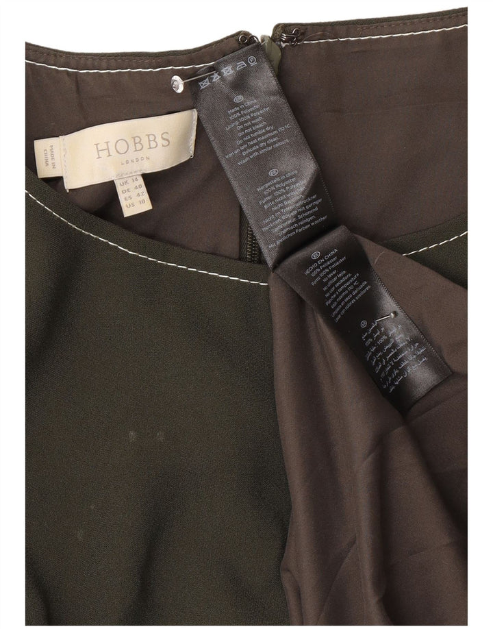 Vestido feminino Hobbs A-Line UK 14 grande poliéster cáqui