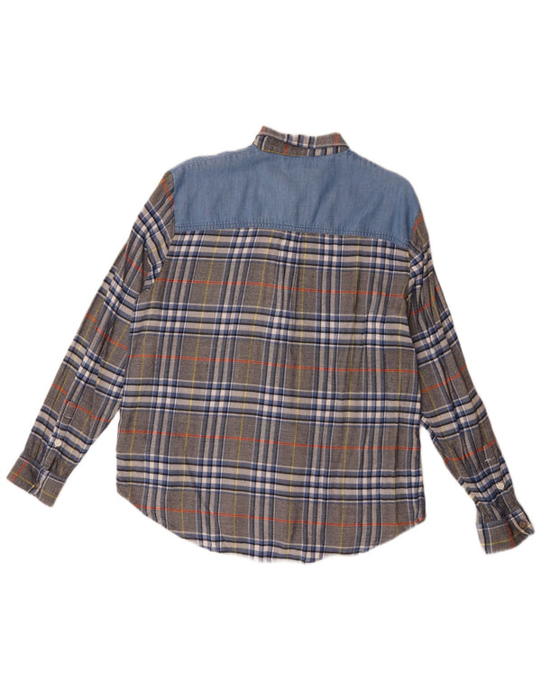 Camisa feminina de flanela Lee Reino Unido 16 grande viscose xadrez cinza