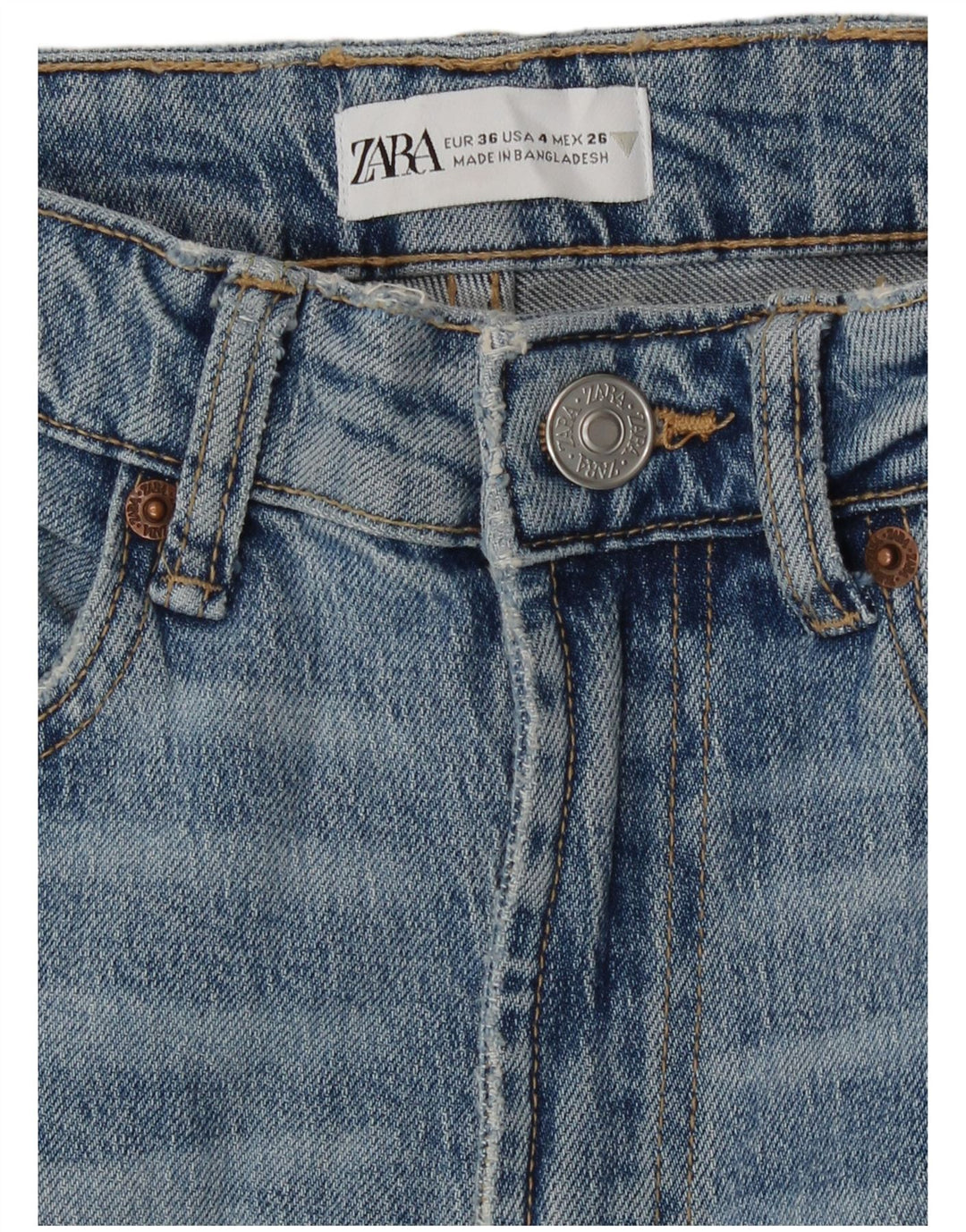 Calça jeans reta feminina Zara EU 36 XS W26 L29 Azul