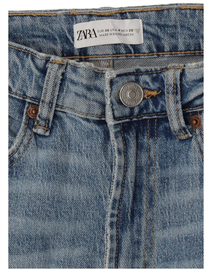 Calça jeans reta feminina Zara EU 36 XS W26 L29 Azul