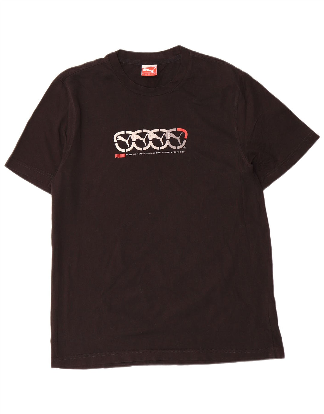 Puma Mens Graphic T-Shirt Top Grande Algodão Preto