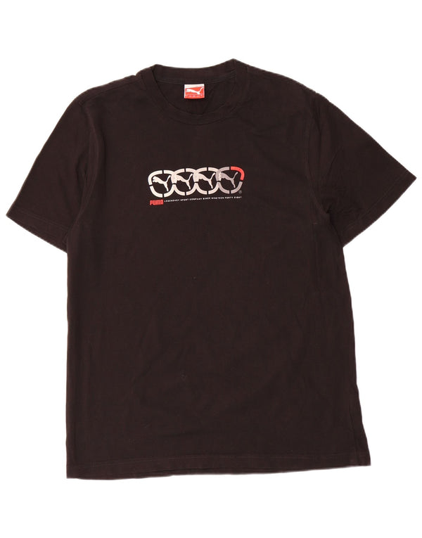 Puma Mens Graphic T-Shirt Top Grande Algodão Preto
