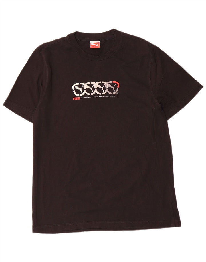 Puma Mens Graphic T-Shirt Top Grande Algodão Preto