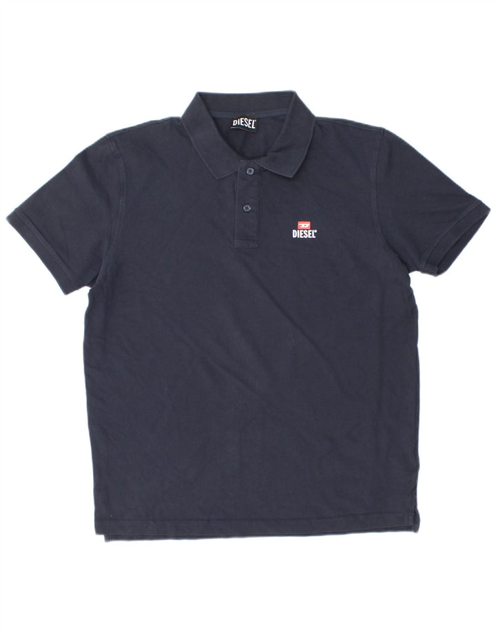 Camisa polo masculina DIESEL grande algodão azul marinho