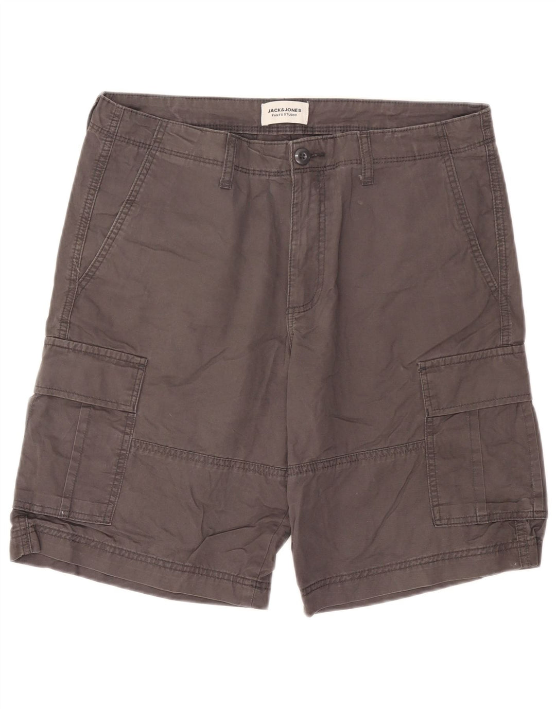 Shorts cargo masculino Jack & Jones grande W36 algodão cinza