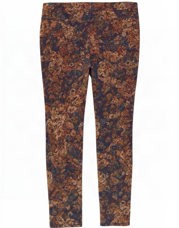 Calça jeans skinny feminina Zara EU 42 grande W32 L29 algodão floral multicolorido