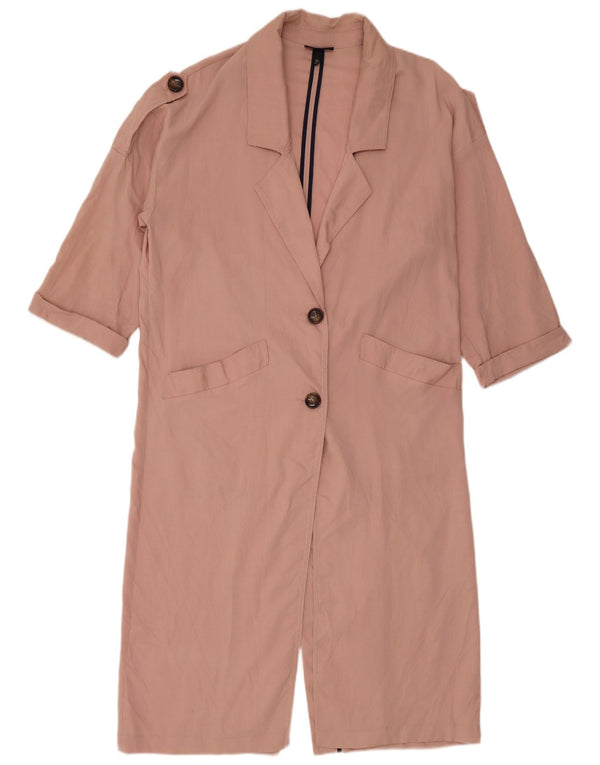 Jaqueta blazer feminina Longline de manga curta Topshop Reino Unido 8 Lyocell rosa pequeno