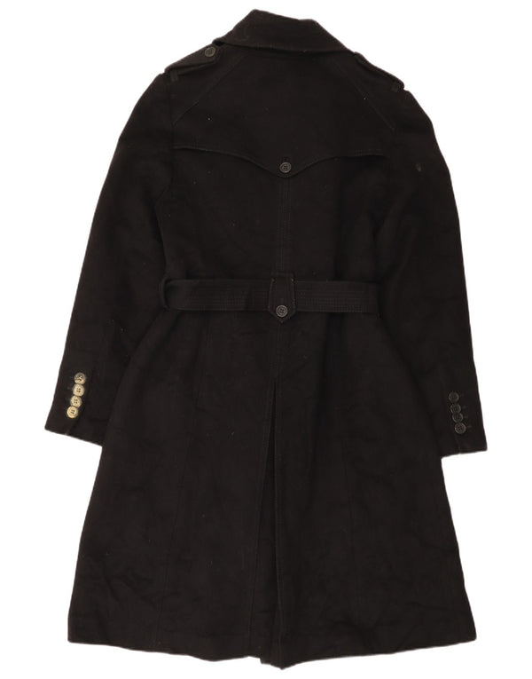 Trench Coat feminino Karen Millen UK 14 grande lã de cordeiro preta
