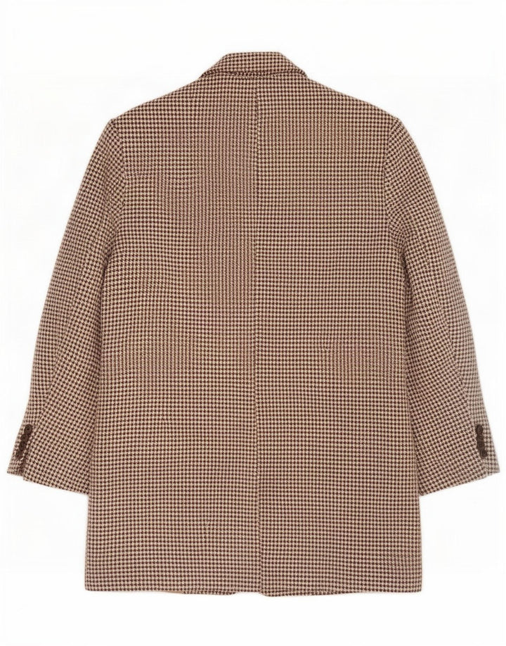 Jaqueta blazer oversized Zara feminina com 2 botões Reino Unido 6 XS marrom houndstooth